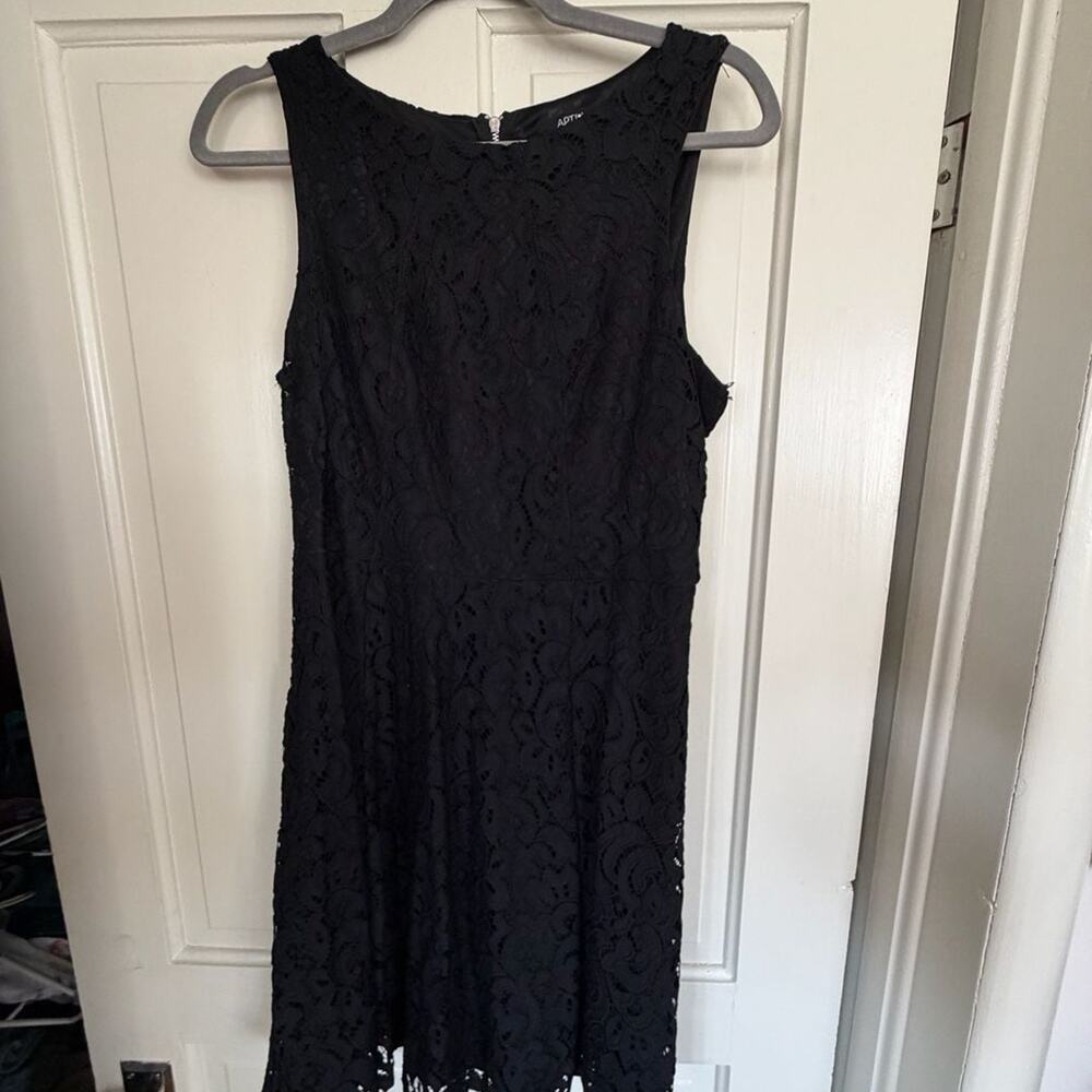 Apt. 9 Black Floral Lace Sleeveless Fit and Flare Cocktail Dress Size 12